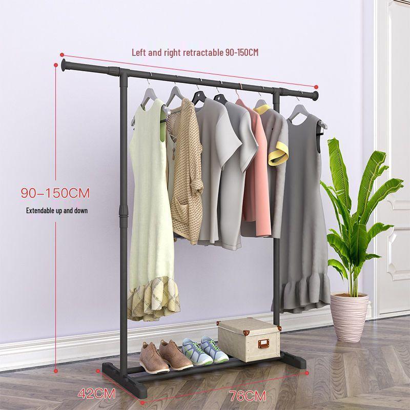 Mobile Floor-Standing Clothes Rack with Wheels: Light Luxury Drying and Hanger Unit for Bedroom