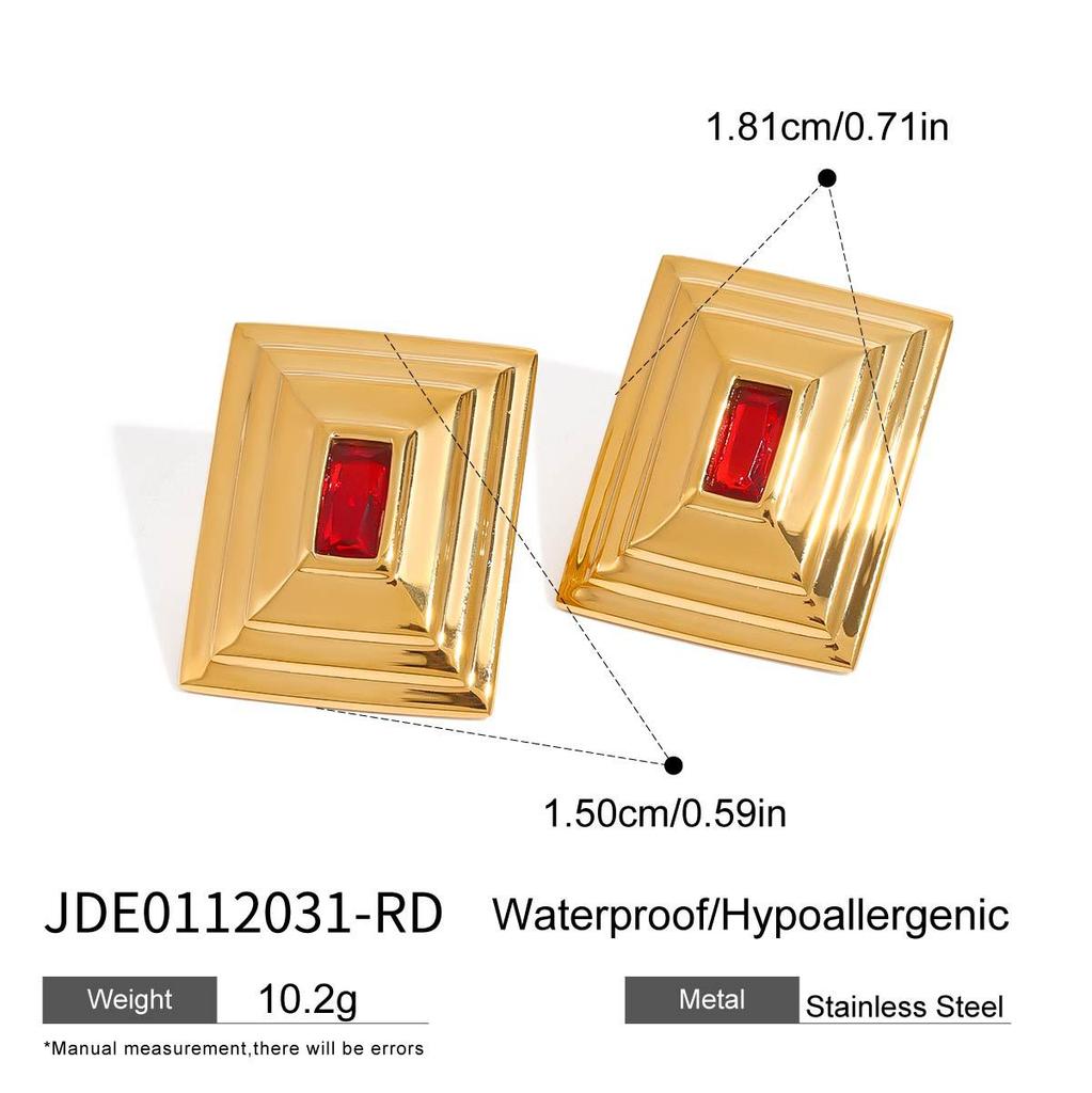 Designgefühl Persönlichkeit Vielseitig nicht verblassend 18 Karat Gold, quadratische geometrische Zirkon-Ohrringe Schmuck