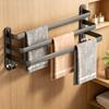 Gun Gray Towel Rack, No-drill Bathroom Wall-mounted Bathroom Towel Hanging Rod Storage Rack Toilet Storage Hanger