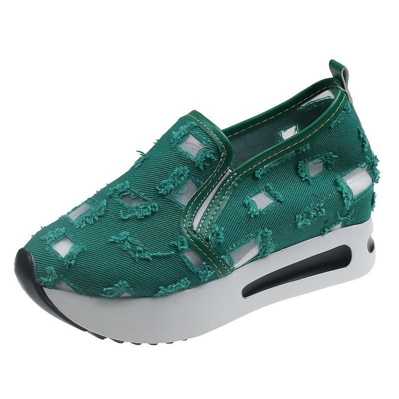 Summer new large size breathable inner height increase single shoes women's casual one pedal