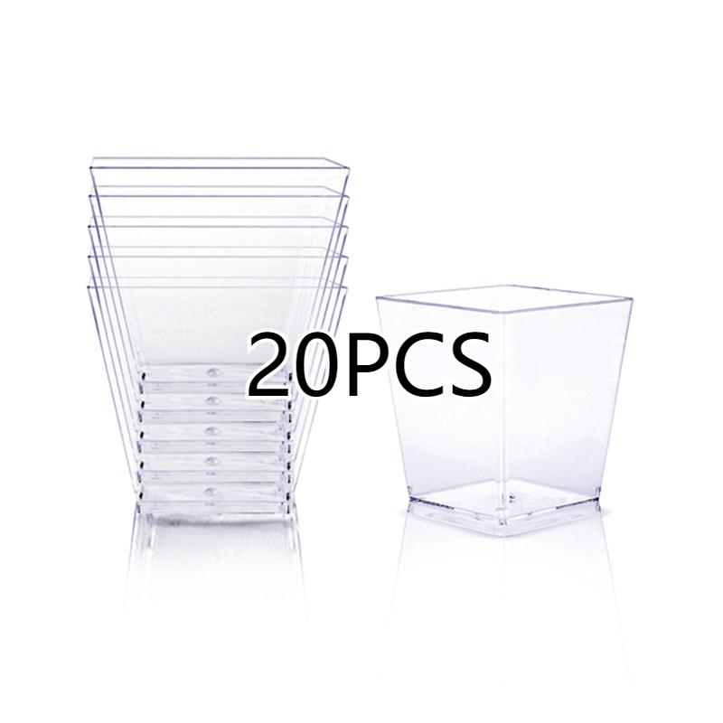 10/20 Pcs 60ml Transparent Disposable Dessert Cups, Trapezoid Mini Cups, Containers for Restaurant Party Desserts,, Ice Cream.