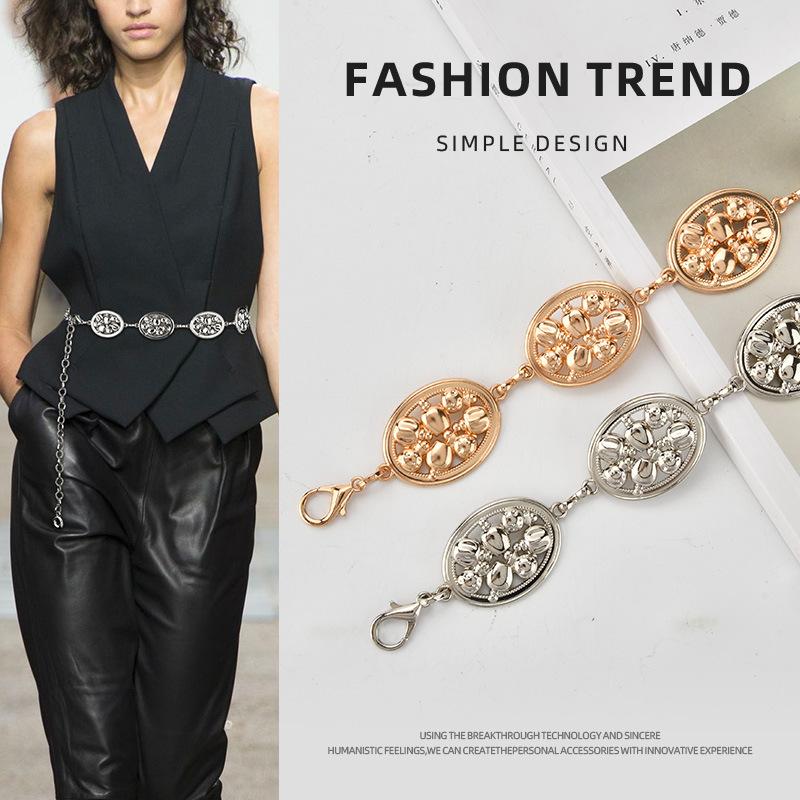 European and American Trendy Metal Waist Chain for Young Women's Ethnic Style Personality Niche Versatile Dress for Women's Body Waist Chain