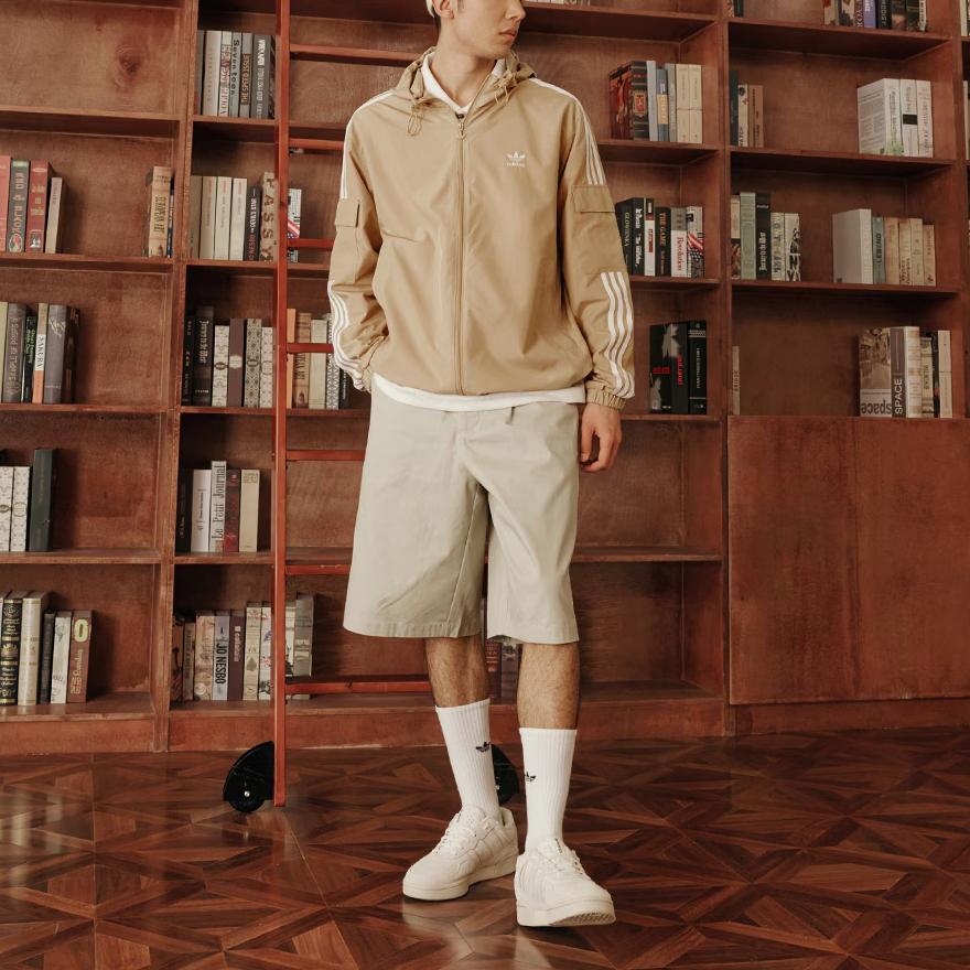 Adidas Originals Stag Track Casual Simple Versatile Hooded Jacket Unisex Jacket Light-Khaki KB1943