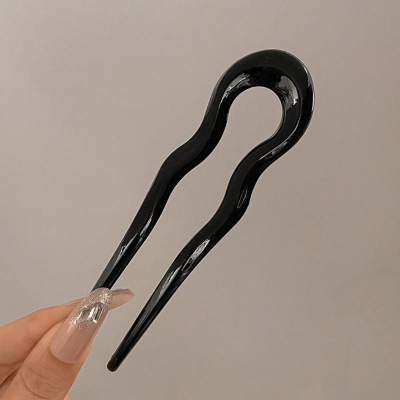 Wavy U Shaped Hair Stick for Stylish Hairstyles Elegant 2 Prong Updo Pin for Women Girls Handmade Headwear Accessories