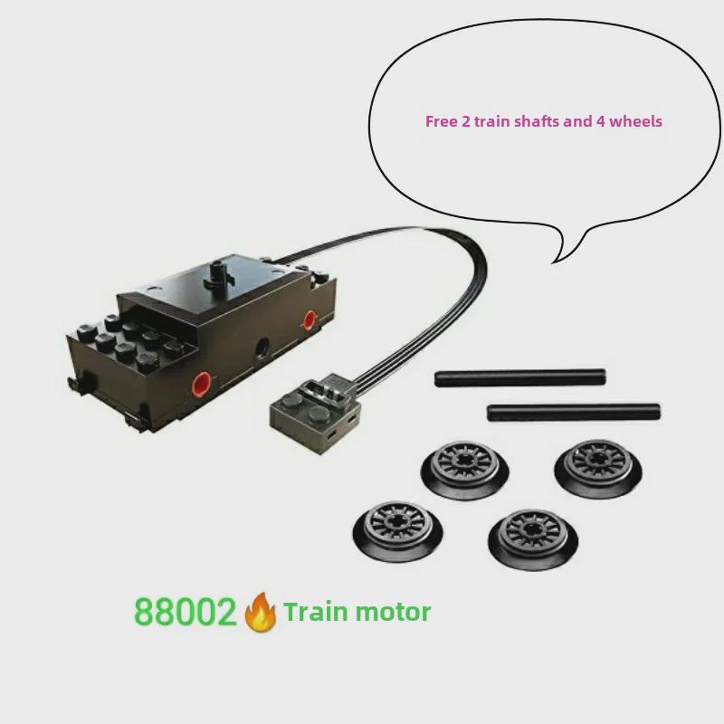 Power MOC Building Block Accessories: Compatible Lego Train Motor, Track, Pulley, Base Plate, and Lithium Battery Set