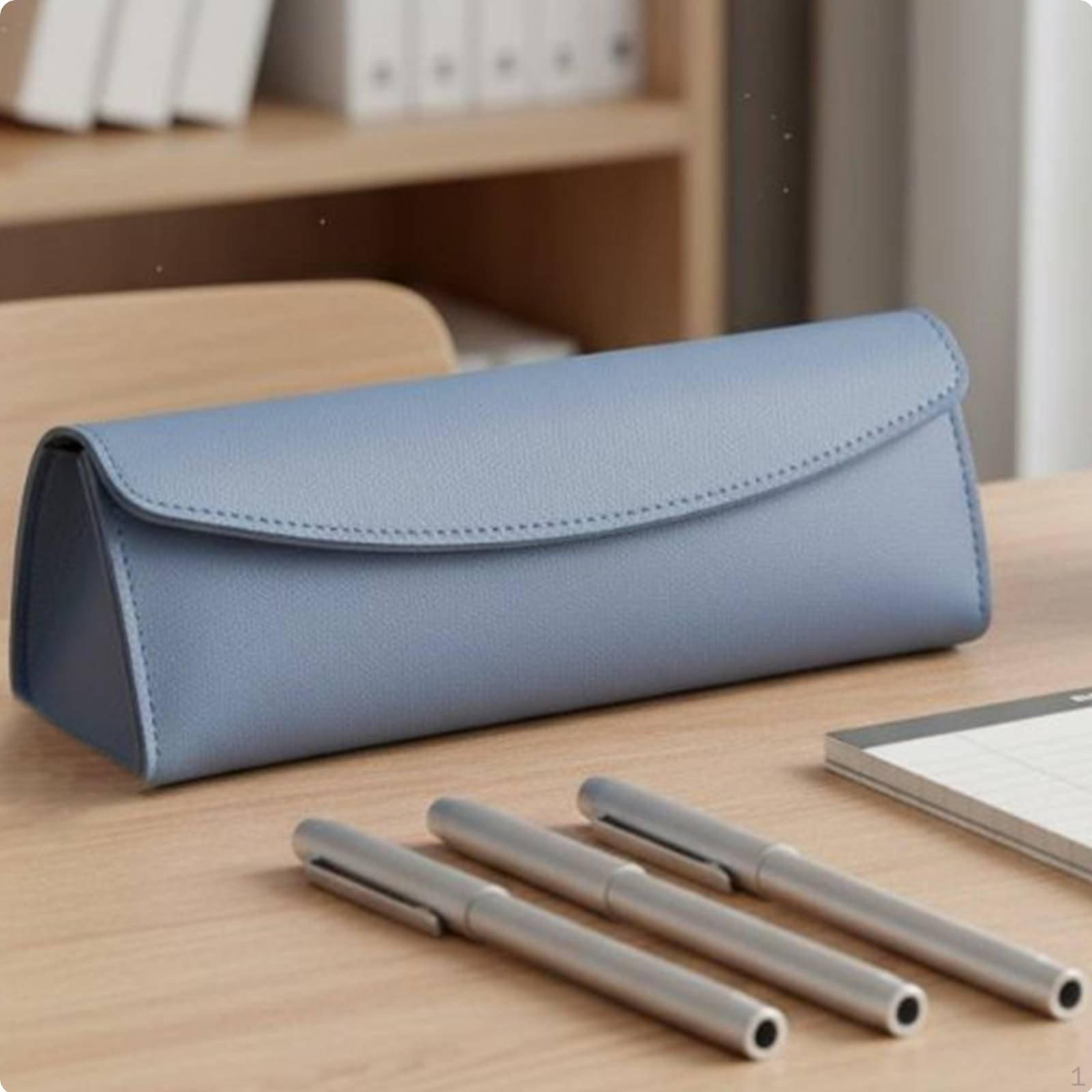 Faux Leather Pencil Case MultiFunctional Closure Stationery Box Minimalist Design Large Capacity Pen