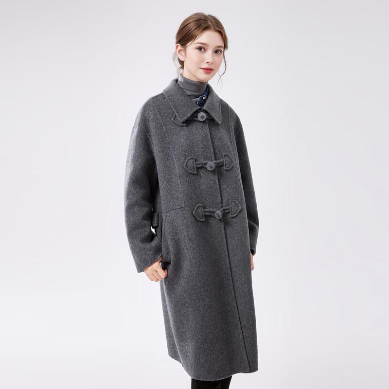 

Qiushui Yiren Women s Collegiate Double-Faced 100% Wool Duffle Coat L