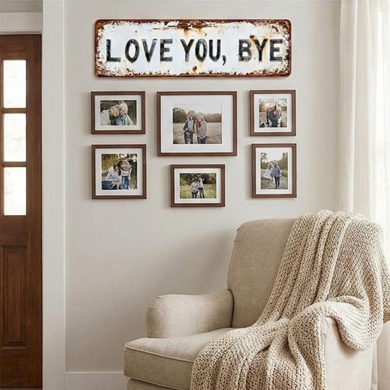 Retro Love You Bye Metal Sign Wall Decors Home Hallway Entryway Door Wall Art Housewarmings Gift to Express Warm Family