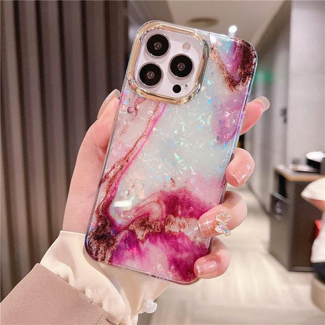 

Для iPhone 13 Pro Max Glitter Dream Shell Трещина Мраморный чехол для телефона iPhone 12 11 Pro Max 14Plus 14pro Противоударный чехол For iPhone 13Pro