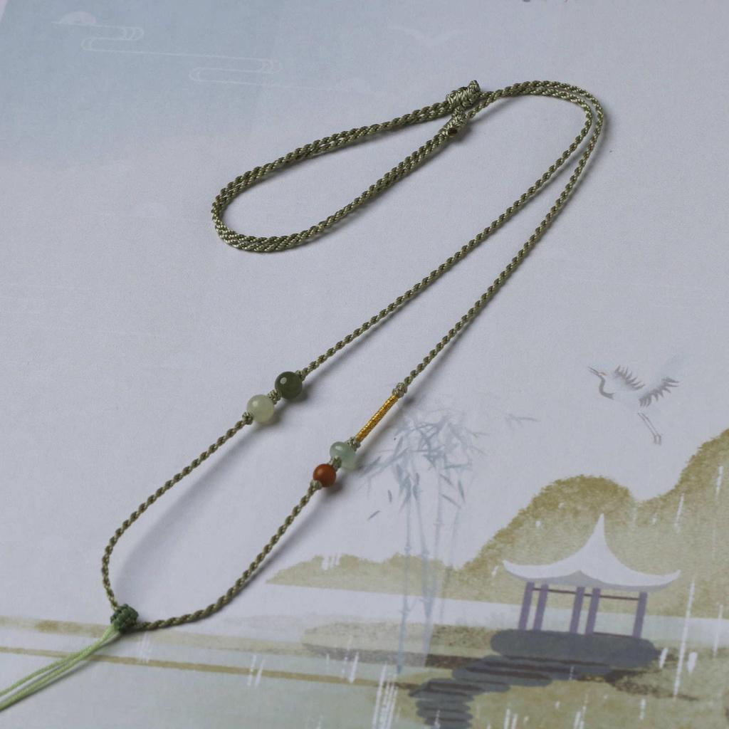 Handmade Hetian Jade Pendant Necklace Rope