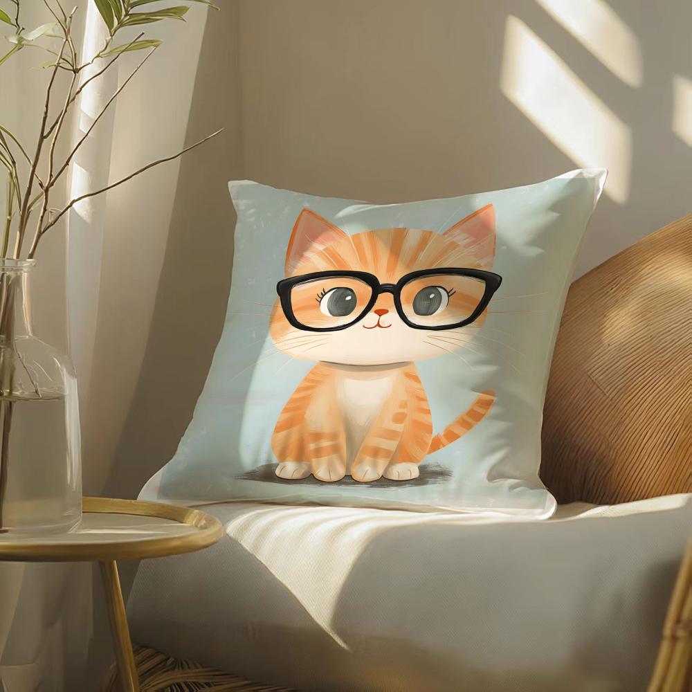 Cute Cartoon Animal Companion Patterns Pillow Case Double-Sided Plush Sofa Cushion Covers Organic Breathable Invisible Zipper