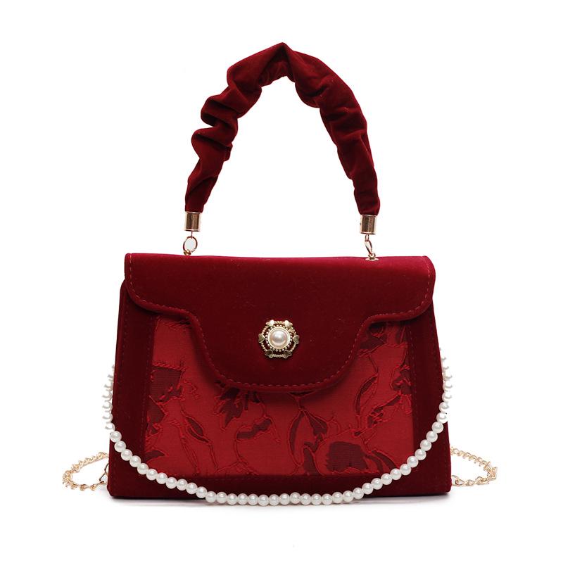 

Women s Winter 2025 Red Wedding Crossbody Tote Handbag: Small Capacity Bag for Brides 24*8*16cm