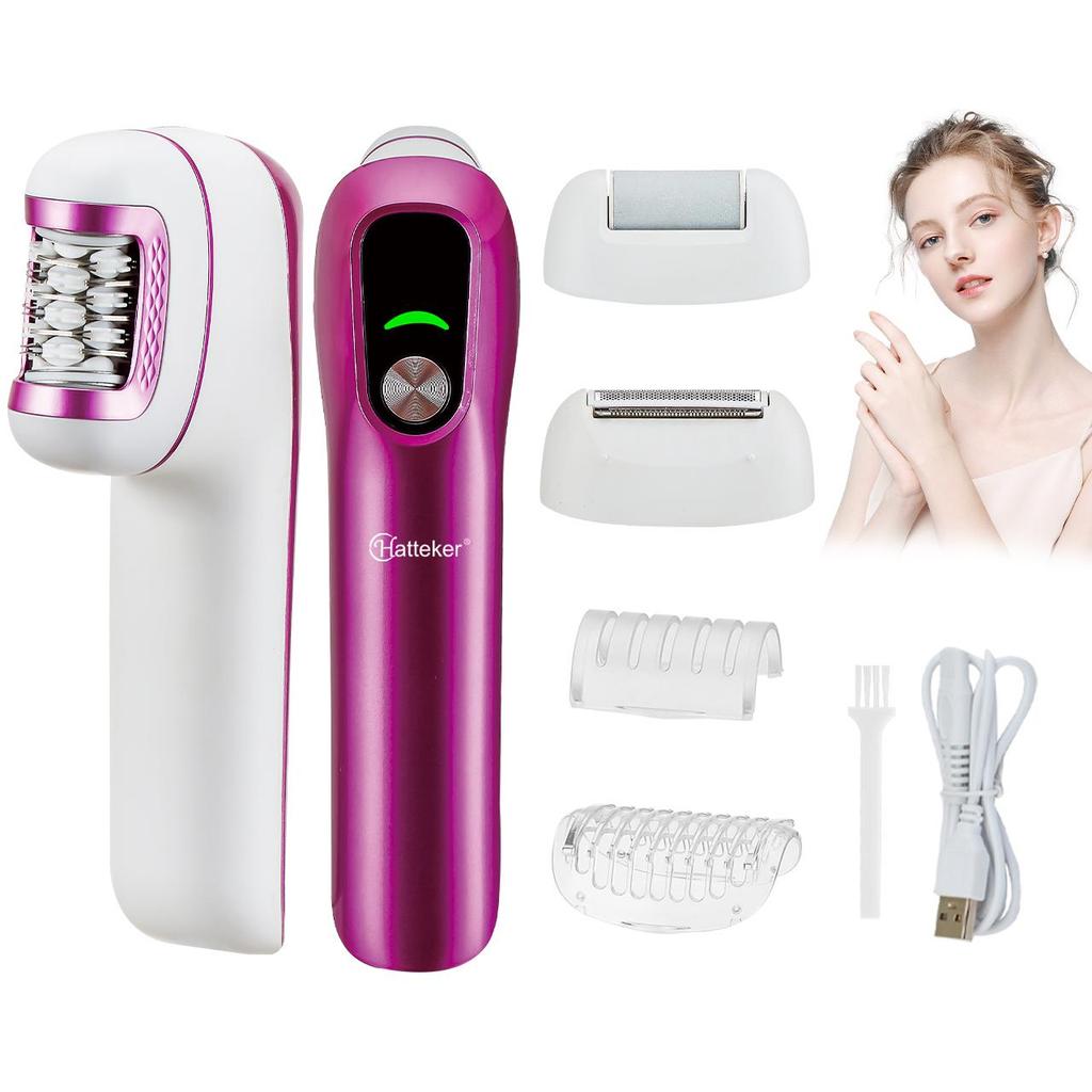 Hatteker 3-in-1 Epilator Women's Electric Trimmer Gentle Hair Removal for Intimate Areas Callus Remover Foot File
