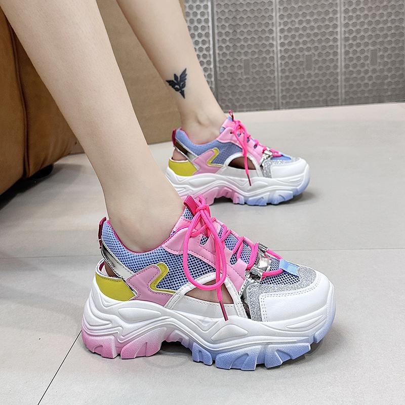 Women's Summer 2025 New Breathable Running and Sports Shoes Versatile Thick Sole Casual Tennis Shoes
