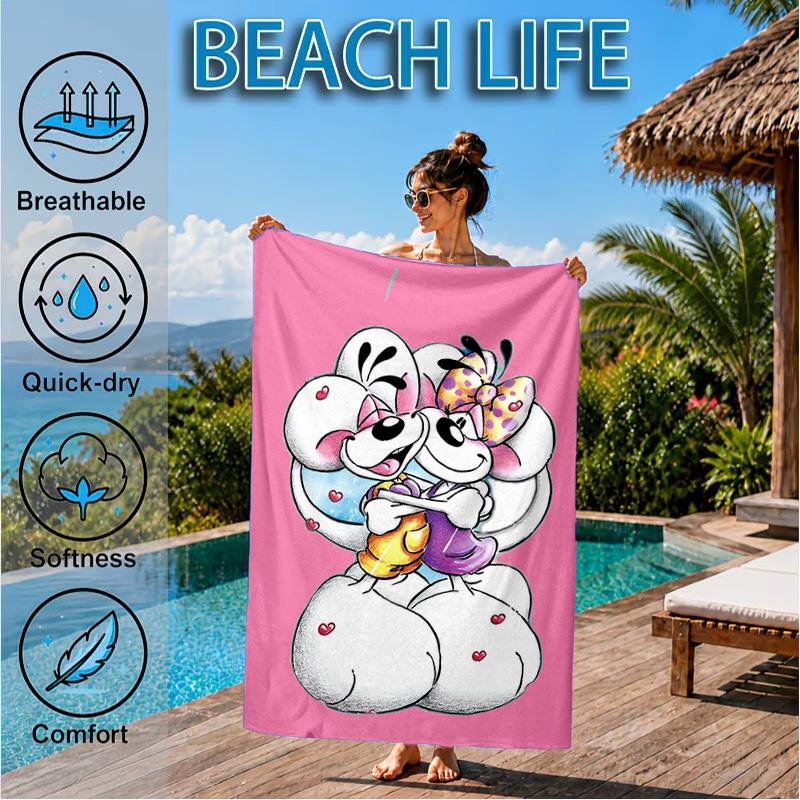 Serviette de plage Diddl Amour et Amitié Couleurs Pastel, Séchage Rapide, Facile d'Entretien, Convient aux Activités Sportives et aux Vacances à la Plage, Essentiel de Sport