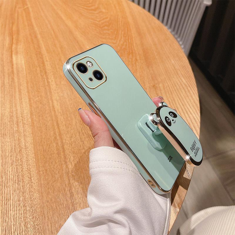 Applicable To Apple 15 Mobile Phone Case Electroplated Bear Bracket IPhone 16 Protective Case 13 Soft 14 Proma