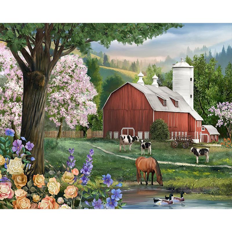 RUOPOTY Olejomalba podle čísel Zahrada Ručně malovaná olejomalba Jedinečný dárek Malování podle čísel Dům pro dospělé Domácí dekorace