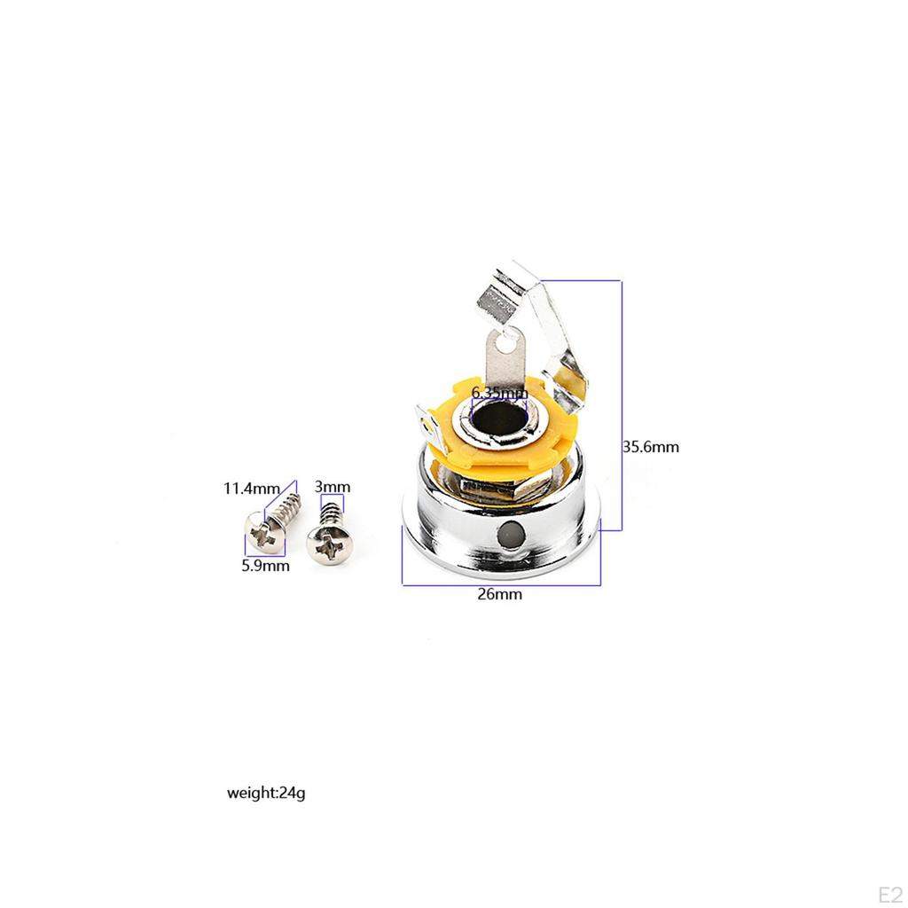 Stereo Input Plug Socket Output 1/4" 6.35mm with Nuts for Electric Guitar Accessories