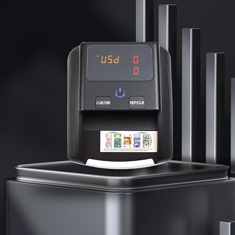 Portable Mini Money Counter Rechargeable Counterfeit Bill Detector LED Display Automatic Money Detection for US Dollar and Euro