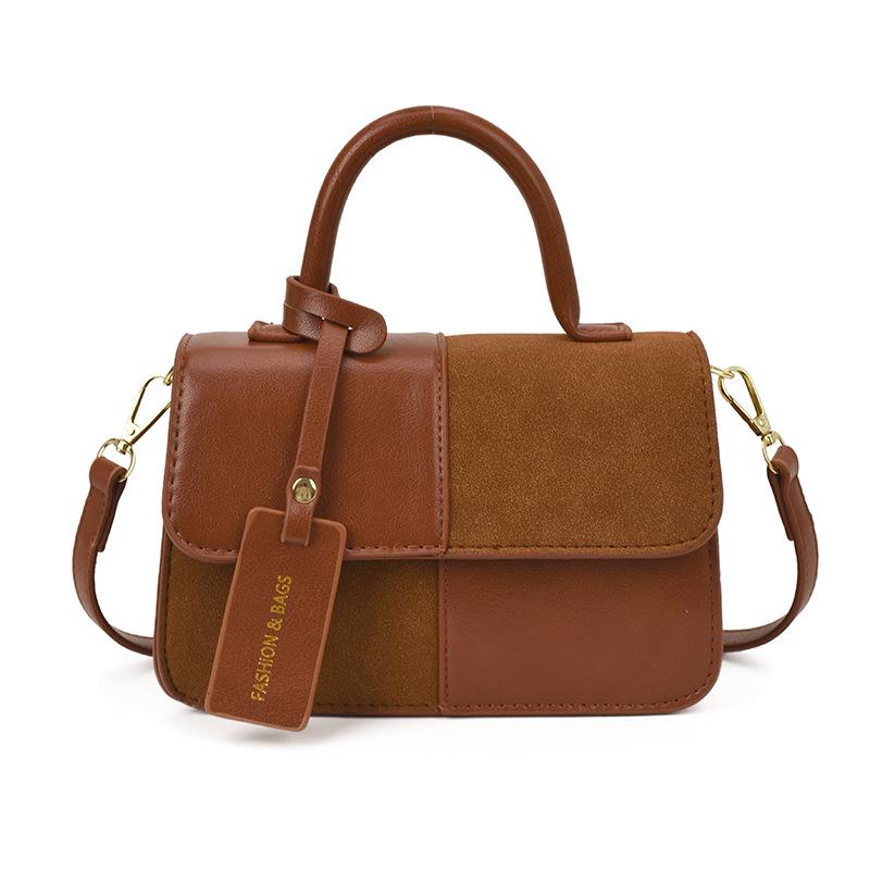 

Trendy Patchwork Textured Square Handbag - Stylish Commuter Shoulder/Crossbody Bag in Stock коричневий
