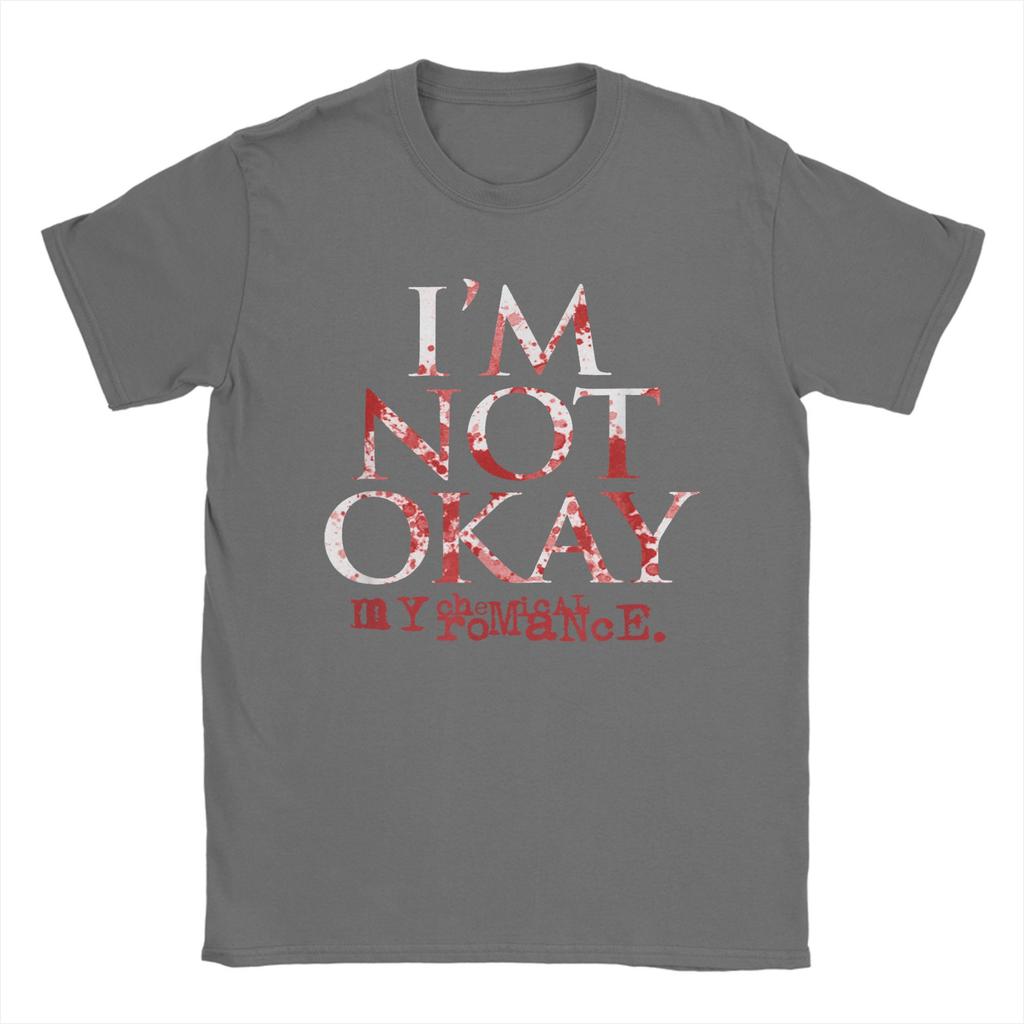 I'm Not Ok My Chemical Romance Herren T-Shirt Vintage T-Shirt Kurzarm Rundhals T-Shirt 100% Baumwolle Sommerkleidung