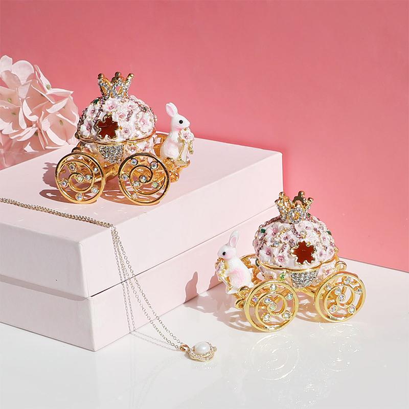 Pudełko na pierścionki ślubne w kształcie dyni, Karoca Księżniczki Blossom z Wiśniami, Ozdoby do Dekoracji Domowego Biurka, Organizer na Biżuterię, Prezent dla Dziewczyny