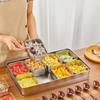 Stainless Steel Storage Seasoning Box 6 & 8 Grid with Lid and Fork Condiment Boxes PC Cover Chilled Condiment Server