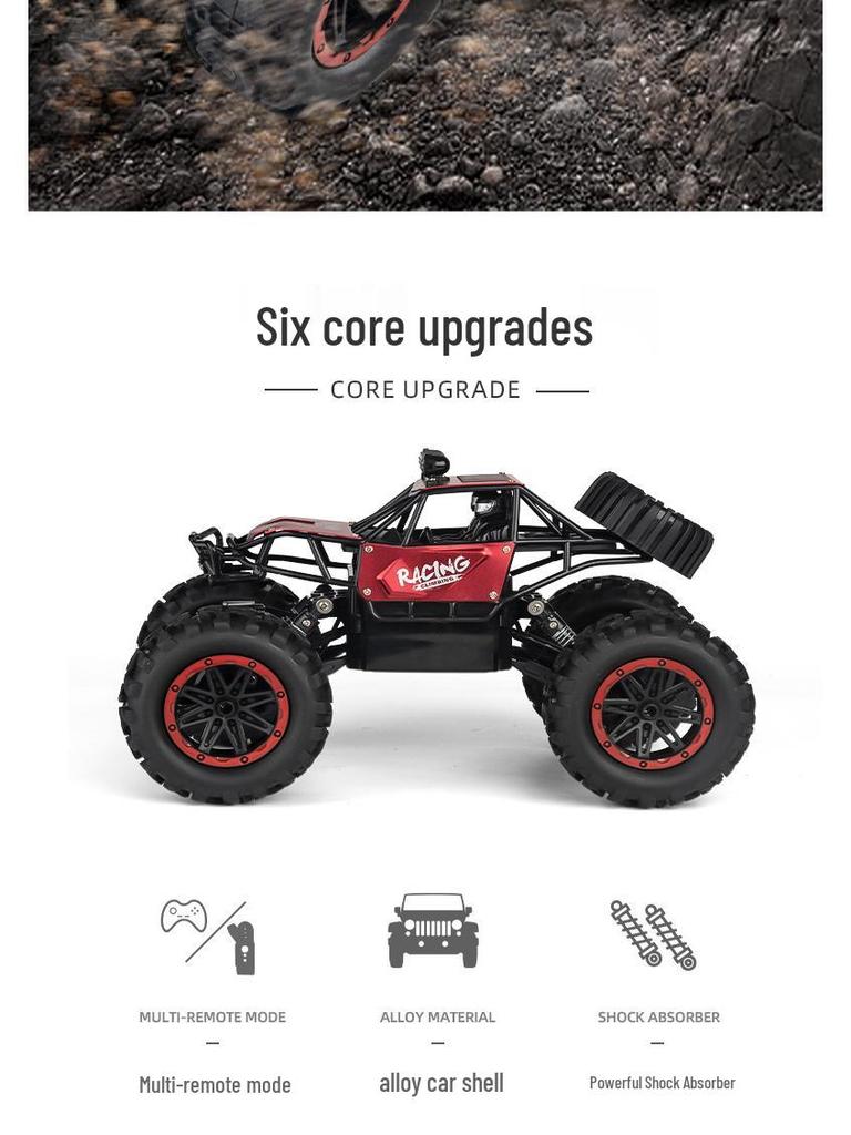Extra Large 2.4G Remote Control Off-Road Vehicle, Dual Battery 4WD Climbing Racing Car Toy for Kids