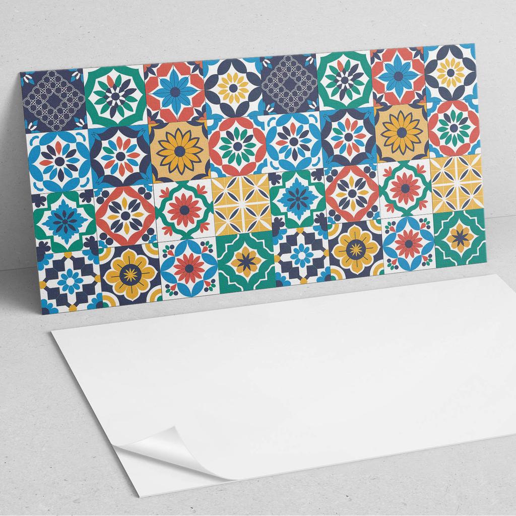 Samoprzylepna Dekoracja Z Grafiką Do Biura Lub Gabinetu 120X60 Cm Wzory Mozaikowe W Układzie