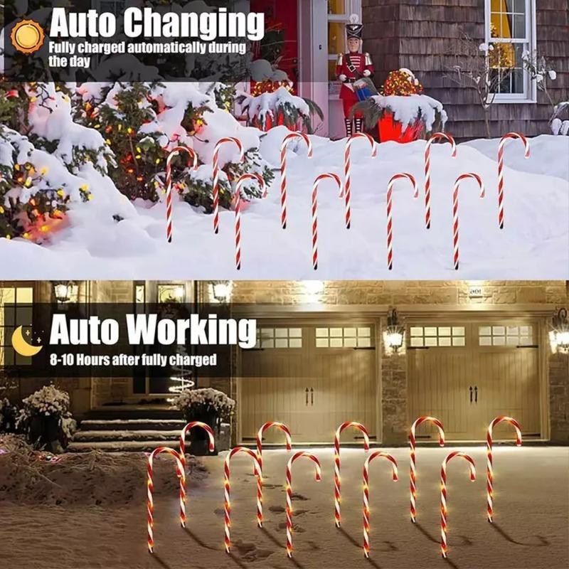 Festive Solar LED Candy Cane Pathway Lights For Outdoor Cane Cru-tch Christmas Garden LED Christmas courtyard garden decorative lawn lights