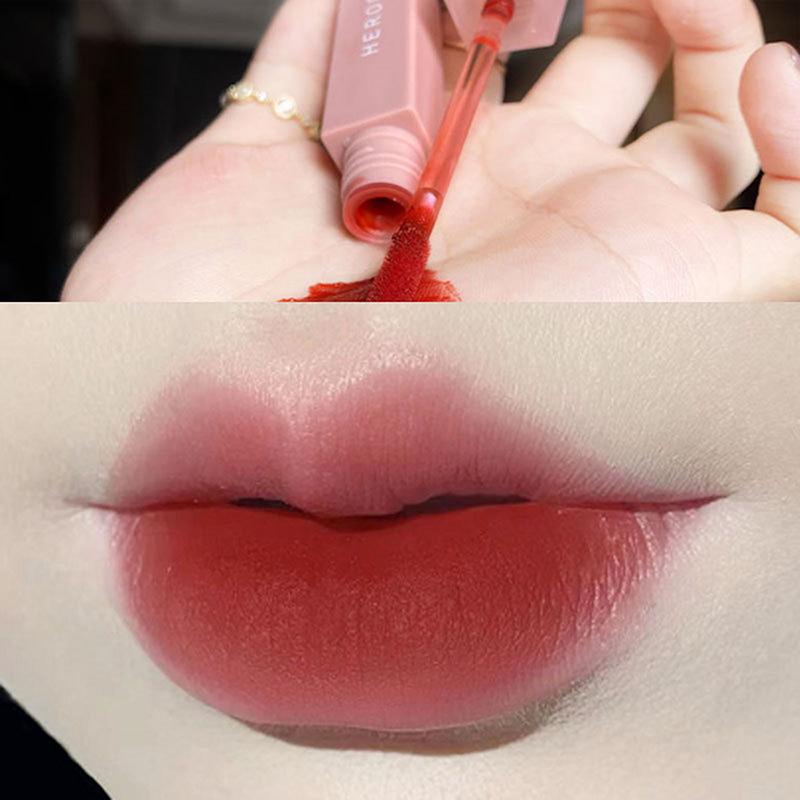 Herorange Velvet Matte Lip Gloss Glaze Waterproof Long-Lasting Liquid Lipsticks Tint Silky Texture Pigment Cosmetics
