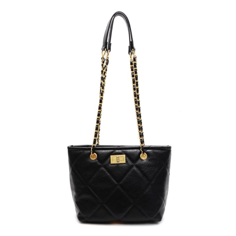 Xiaoxiangfeng Rhombus Chain Simple Shoulder Bag 2025 Spring and Summer New Bucket Bag Large Capacity Versatile Messenger Bag