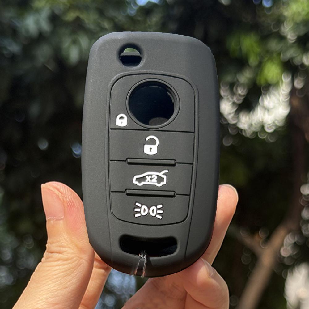 A Set Keychain Case For Fiat Argo Cronos Toro Pulse Tipo Freedom 500X Remote Protection Keyless Accessories Silicone