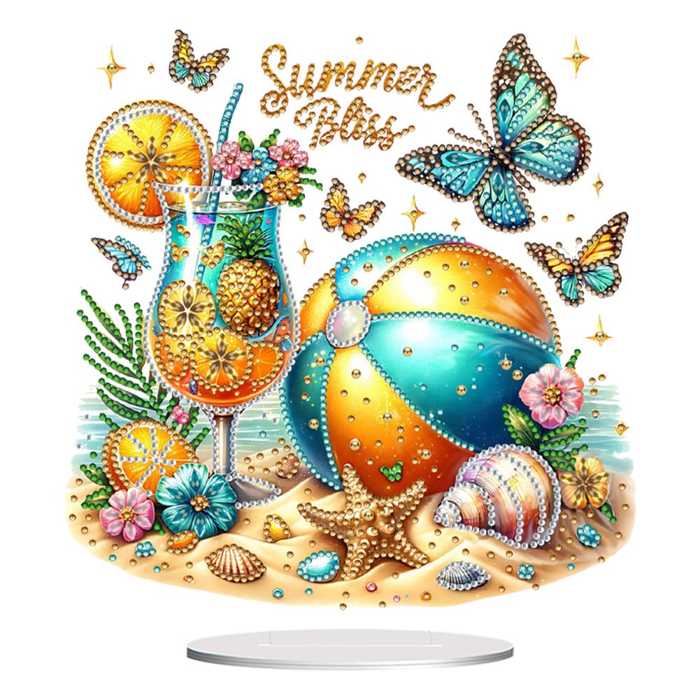 Acrylic Rose Lily Butterfly Flower Vase Desktop Diamond Art Kits 5D DIY Diamond Art Tabletop Decorations for Home Office Decor