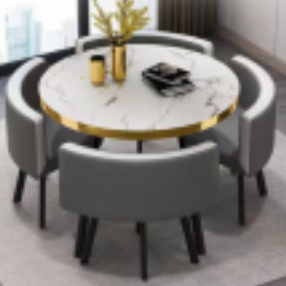 Modern Reception & Meeting Table Set: Office & Leisure Round or Square Dining Table with Chairs.