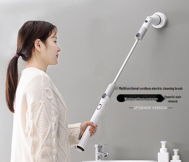 Electric Long-Handled Multi-Functional Cleaning Brush for Windows and Tiles