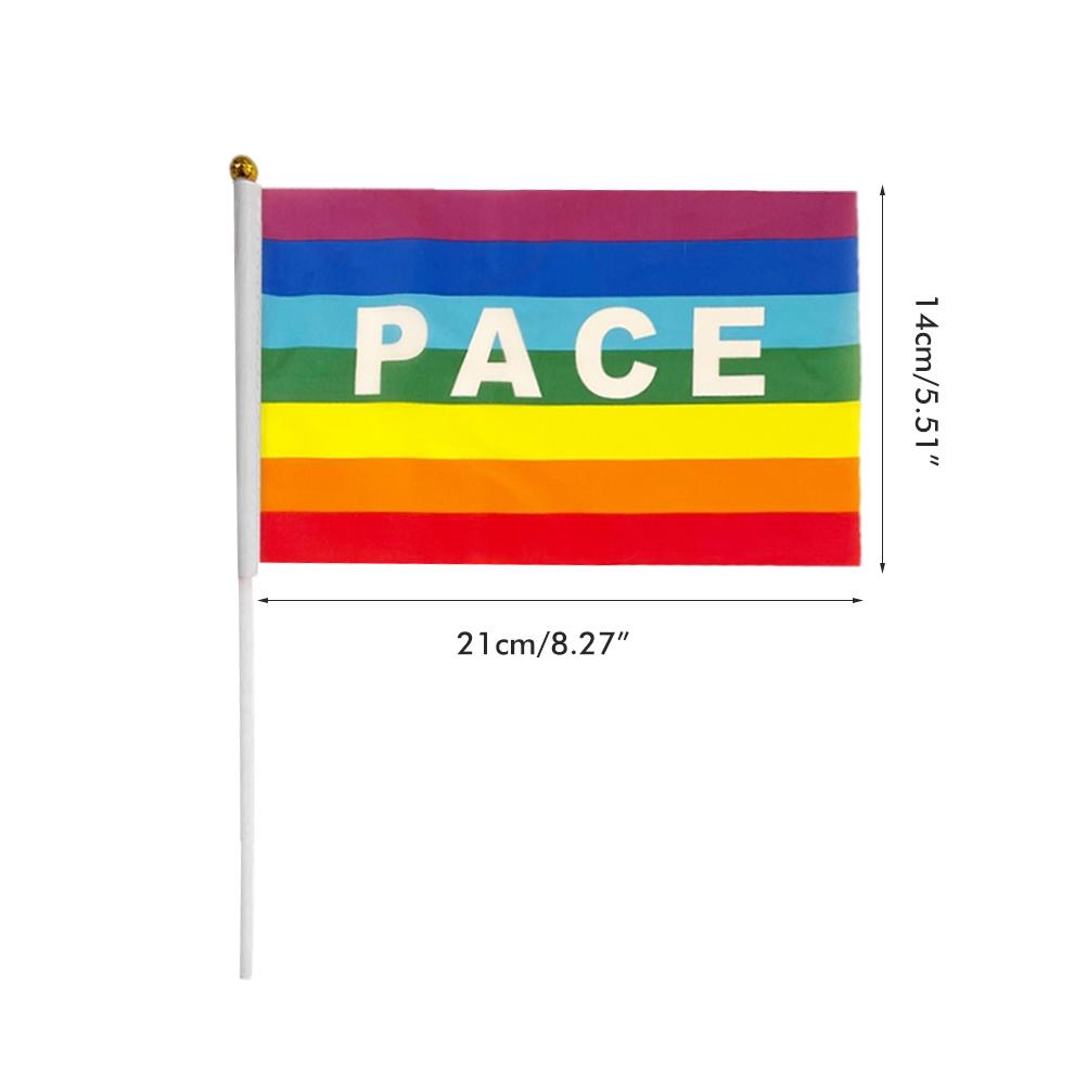 50/100Pcs Mini Peace Flag Rainbow Pacifist Flag Hand Held Polyester Peace Flag