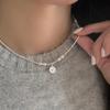 Female Fashion Niche Sweet Luxury Crushed Silver Heart-shaped Rice Grain Necklace