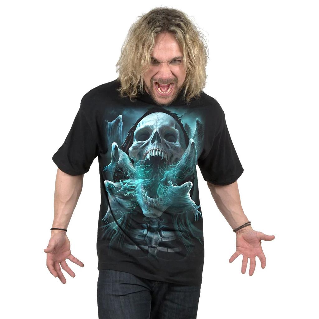 Spiral Direct Unisex Adult Ghost Skull Short-Sleeved T-Shirt