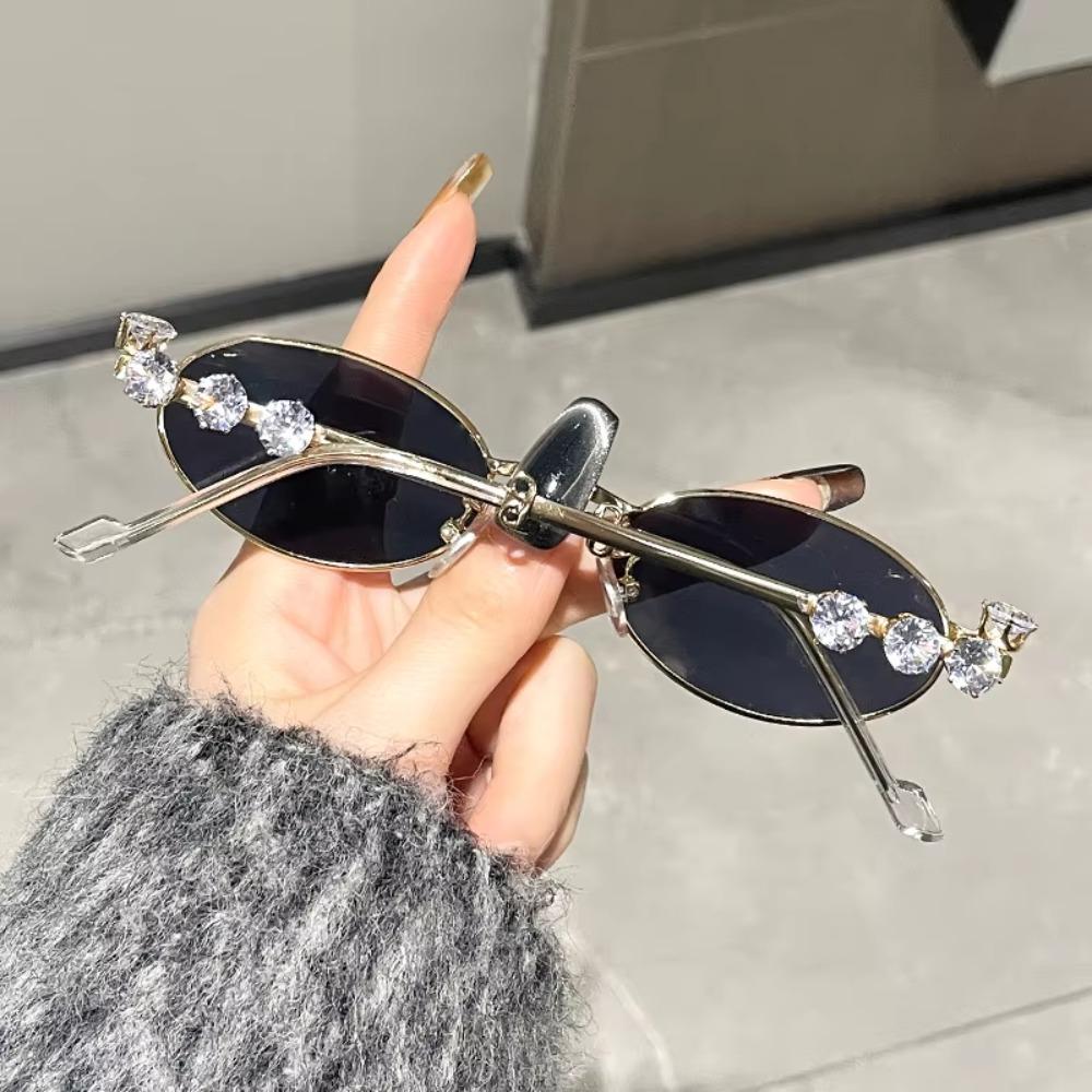 INS Rhinestone Sunglasses Y2k Anti-Blue Light Spectacles Convenient Retro Frame Eyewear  Selfie