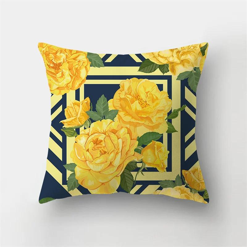 45x45cm Fashion Yellow Pillowcase Cartoon Sun Duck Animal Flower Plant Cushion Cover Sofa   Home Decoration