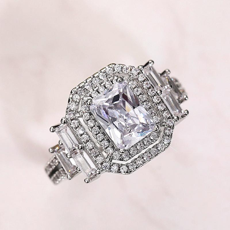 New New Trendy Bridal Wedding Eternity Rings AAA Crystal Cubic Zirconia Luxury Engagement Ring for Women Statement Jewelry