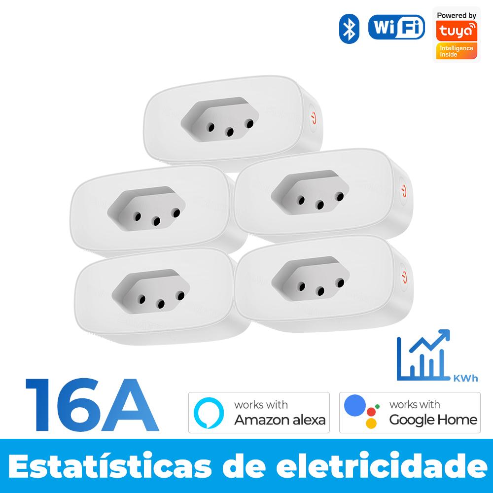 16a Brazil Standard Tuya Wifi Smart Plug Socket Outlet Adapter Power Monitor Timer App Voice Works For Google Home Alexa