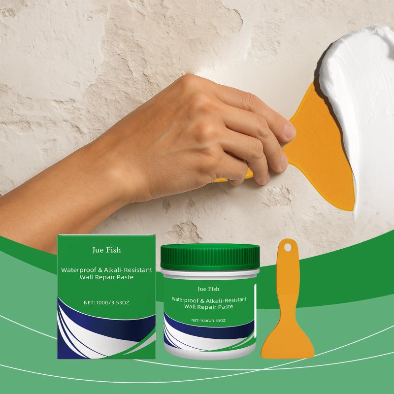 Jue Fish Wall Repair Paste Set 100G White Wall Crack Filling Paste Easy To Use Fast Drying Strong Adhesion Resistance To Peeling