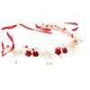 Fascia Rossa da Sposa Coreana con Rosa e Strass per Matrimonio