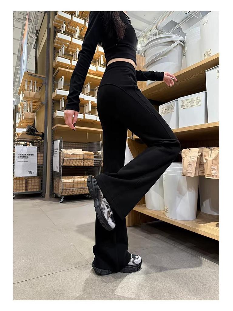 Women's Spring 2026 High-Waisted Micro-Flare Casual Pants - Slimming, Petite, Narrow Leg Design