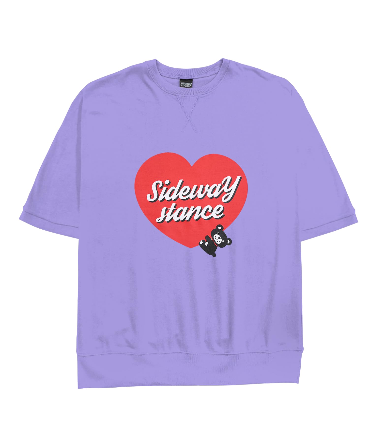 

IMPROMES Men s SIDEWAYSTANCE Heart Bear Short Sleeve Sweatshirt, Purple