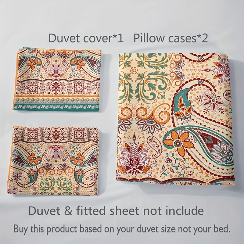 Soft with Soft Fabric Duvet Cover Set Fashion Vintage Bohemian Style Print Beding Set Soft Breathable Soft Duvet Cover For Bedrom Guest Rom