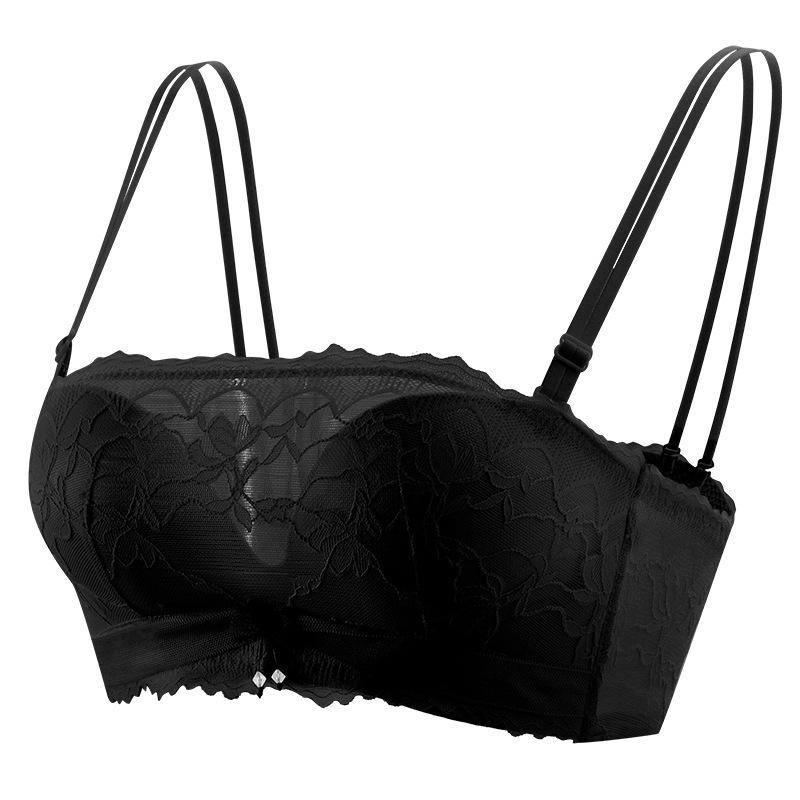 

The original strapless women s small breasts are gathered and show large, non-slip, upper support, secondary breasts, anti-light lace tube top 38-85AB чорний