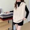Women's Loose Knit Vest Cardigan with Hood and Zipper Pockets for Autumn/Winter